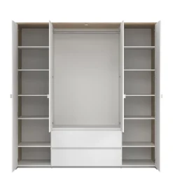 Kledingkast Atlanta Eiken / Hoogglans Wit - 197x202x58 cm