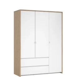 Kledingkast Atlanta Eiken / Hoogglans Wit - 149x202x58 cm