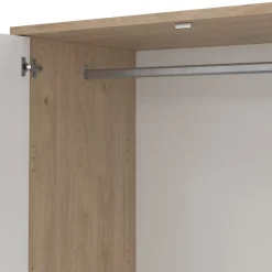 Kledingkast Atlanta Eiken / Hoogglans Wit - 149x202x58 cm