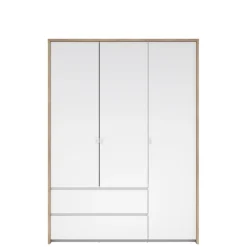 Kledingkast Atlanta Eiken / Hoogglans Wit - 149x202x58 cm