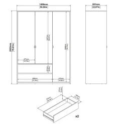 Kledingkast Atlanta Wit - 149x202x58 cm