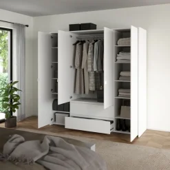 Kledingkast Atlanta Wit - 197x202x58 cm