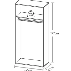 Kledingkast Baarlo Naturel - 80x176x52 cm