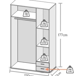 Kledingkast Baarlo Naturel - 120x176x52 cm
