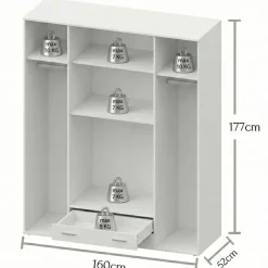 Kledingkast Baarlo Wit - 160x176x52 cm