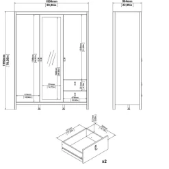 Kledingkast Dallas Wit - 150x199x59