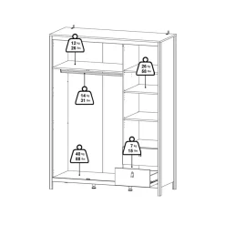 Kledingkast Dallas Wit - 150x199x59