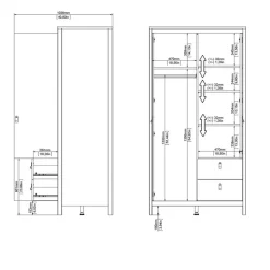 Kledingkast Dallas Zwart - 103x199x59
