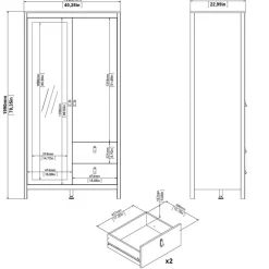 Kledingkast Dallas Zwart - 103x199x59