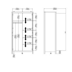 Light - Living Kledingkast Dallas Zwart - 103x199x59