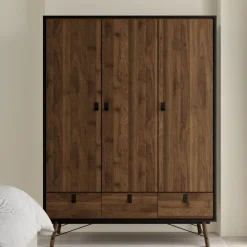Kledingkast Denver Zwart / Walnoot - 150x200x60 cm