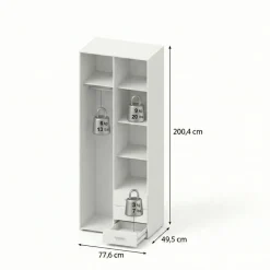 Kledingkast Harper Wit - 78x201x50 cm