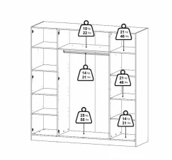 Kledingkast Indy Taupe - 196x200x62 cm