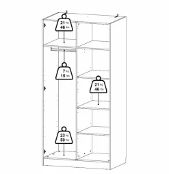 Kledingkast Indy Taupe - 99x200x62 cm
