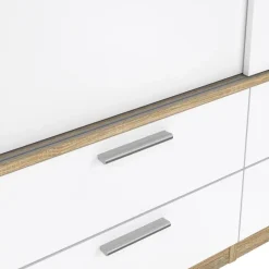 Kledingkast Jasper Eiken / Hoogglans Wit - 121x200x60 cm