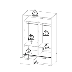 Kledingkast Jasper Eiken - 121x200x60 cm
