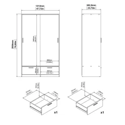 Kledingkast Jasper Eiken - 121x200x60 cm