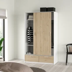 Kledingkast Jasper Wit / Eiken - 121x200x60 cm