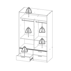 Kledingkast Jasper Wit - 121x200x60 cm