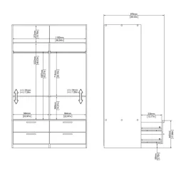 Kledingkast Jasper Wit - 121x200x60 cm