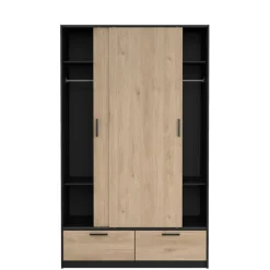 Kledingkast Jasper Zwart / Eiken - 121x200x60 cm