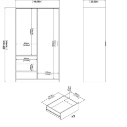 Kledingkast Luna Hoogglans Wit - 119x201x60 cm