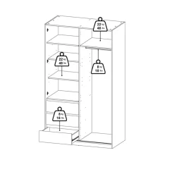 Kledingkast Luna Hoogglans Wit - 119x201x60 cm