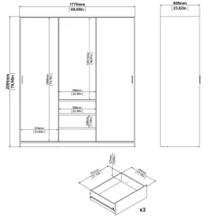 Kledingkast Luna Taupe - 177x201x60 cm