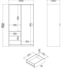 Kledingkast Luna Taupe - 119x201x60 cm