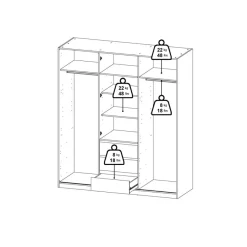 Kledingkast Luna Wit - 177x201x60 cm