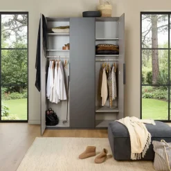 Kledingkast Oss Donkergrijs - 150x216x58 cm