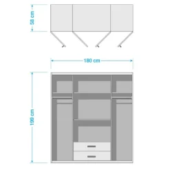 Kledingkast Stolpen Grafiet - 180x199x58 cm