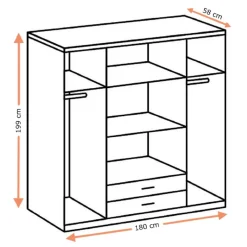 Kledingkast Stratum Naturel - 180x199x58 cm