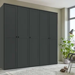 Kledingkast Tudela Donkergrijs - 225x210x58 cm