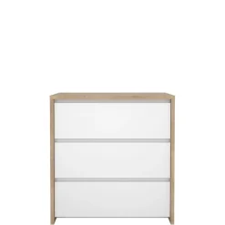 Ladekast Atlanta Eiken / Hoogglans Wit - 80x84x48 cm