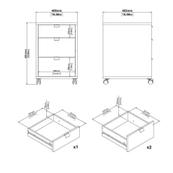 Ladekast Bram Donkergrijs / Eiken - 41x61x49 cm