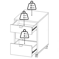 Ladekast Bram Eiken / Wit - 41x61x49 cm