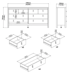 Ladekast Dallas Wit - 160x80x39 cm