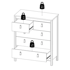 Ladekast Dallas Zwart - 83x99x39 cm