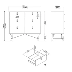 Ladekast Denver Zwart / Walnoot - 102x95x40 cm