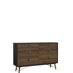 Ladekast Denver Zwart / Walnoot - 150x95x40 cm