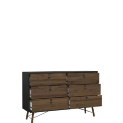 Ladekast Denver Zwart / Walnoot - 150x95x40 cm