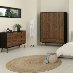 Ladekast Denver Zwart / Walnoot - 150x95x40 cm