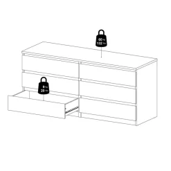 Ladekast Luna Hoogglans Wit - 154x71x50 cm