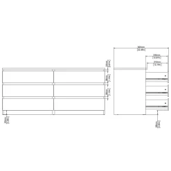 Ladekast Luna Hoogglans Wit - 154x71x50 cm