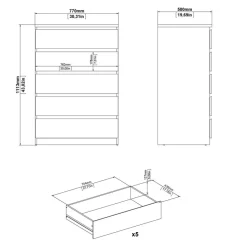 Ladekast Luna Hoogglans Wit - 77x112x50 cm