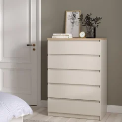 Ladekast Luna Taupe / Eiken - 77x112x50 cm