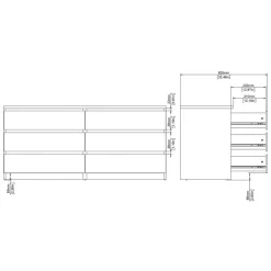 Ladekast Luna Taupe / Eiken - 154x71x50 cm