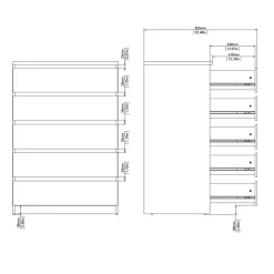 Ladekast Luna Wit - 77x112x50 cm
