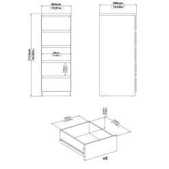 Ladekast Luna Zwart - 41x112x50 cm